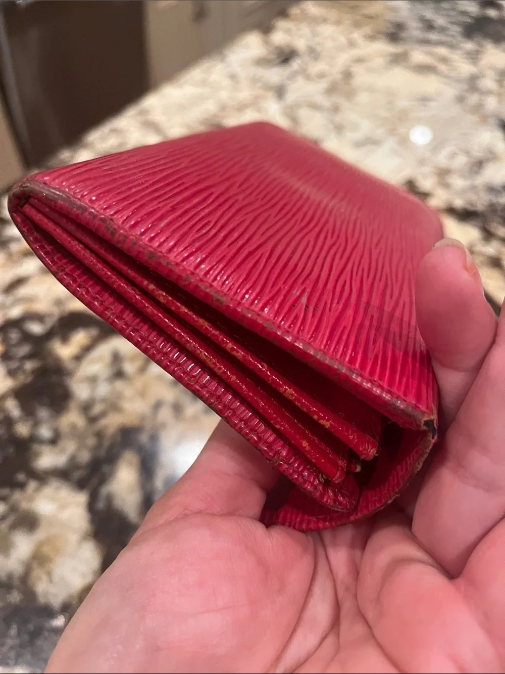 Louis Vuitton EPI Red Textured Fold-Over Women's Wallet